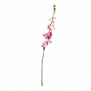 Gedetailleerde opname van een realistische roze kunsttak vingerhoedskruid (Digitalis), met talrijke klokvormige bloemen en een groene stengel, 74 cm hoog, op een witte achtergrond.